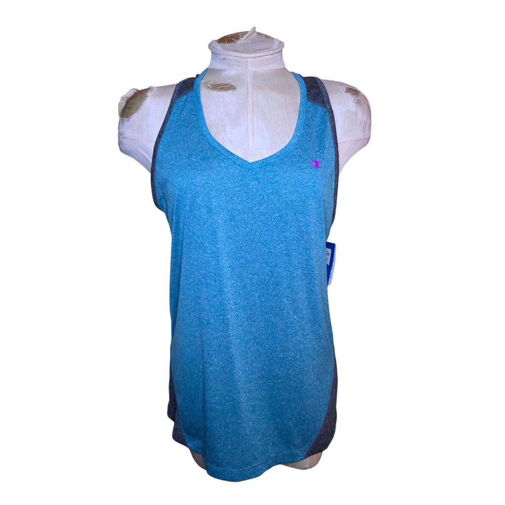 Champion‎ PowerTrain Vapor Women's Size L Blue Racer Back Athletic Tank Top NWT